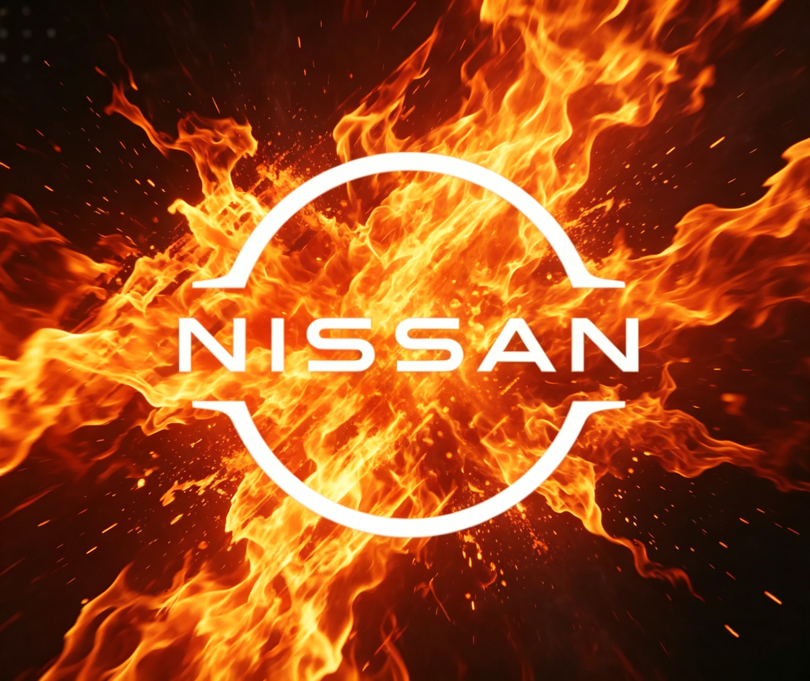 Nissan car logo fiery performance‑themed background for mechanical supercharger upgrades