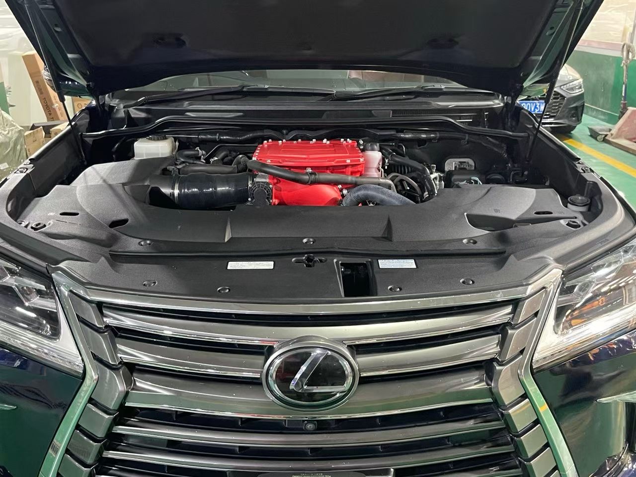 ANROT VT Supercharger installed on Toyota Sequoia 5.7L V8 engine bay OEM fitment